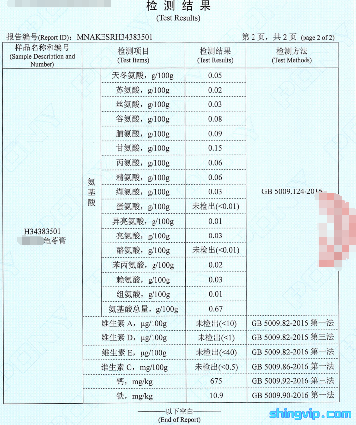 食品氨基酸檢測報告圖二