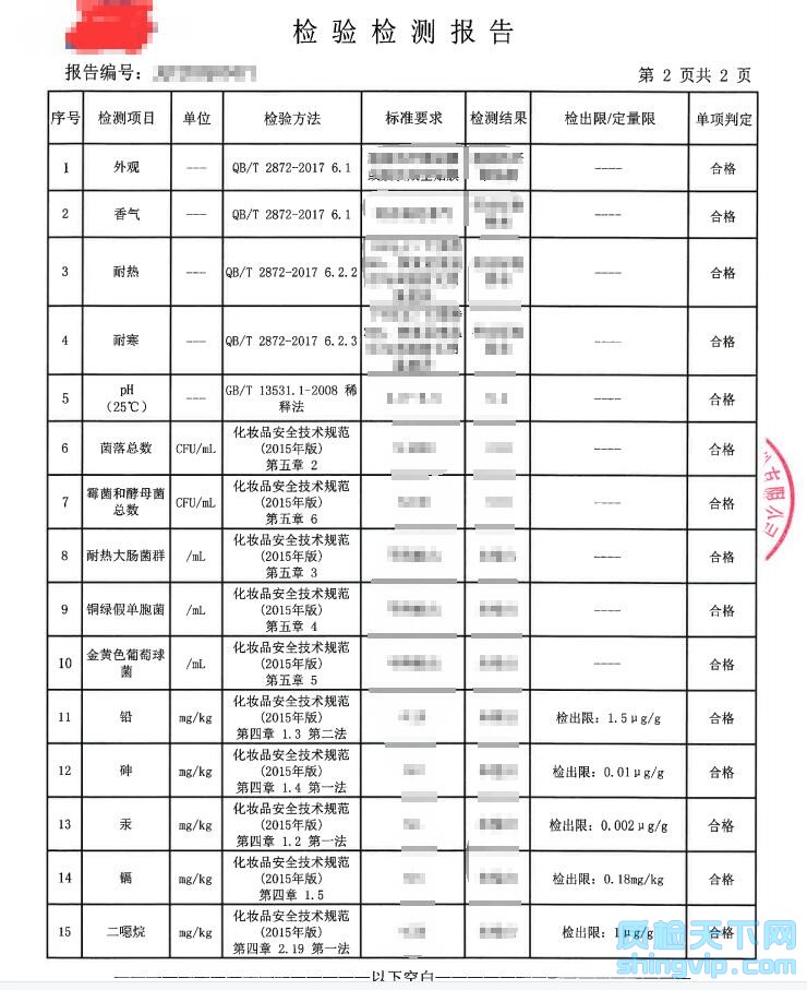 面膜檢測報告 面膜檢測報告